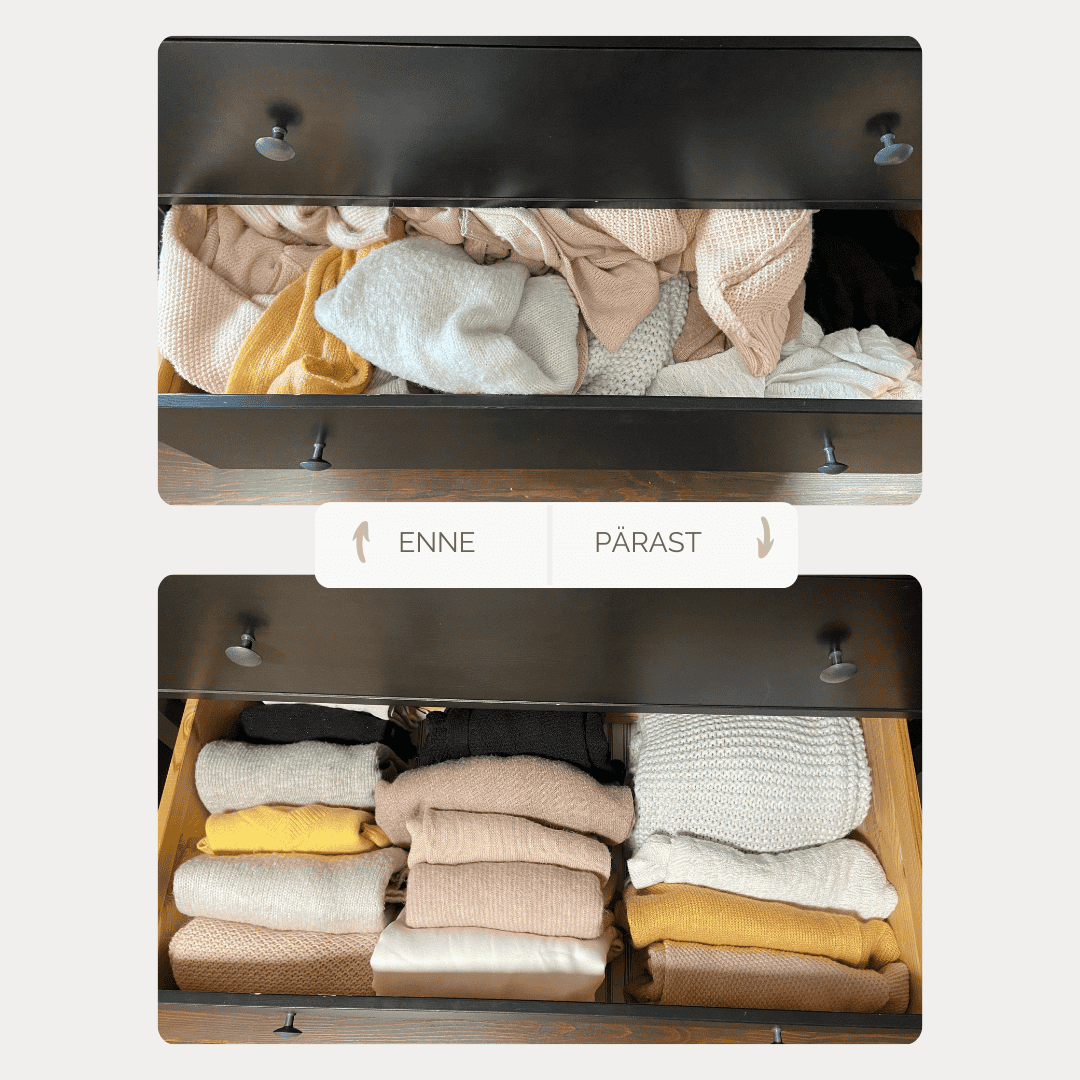 enne pärast riidekapi korrastamine