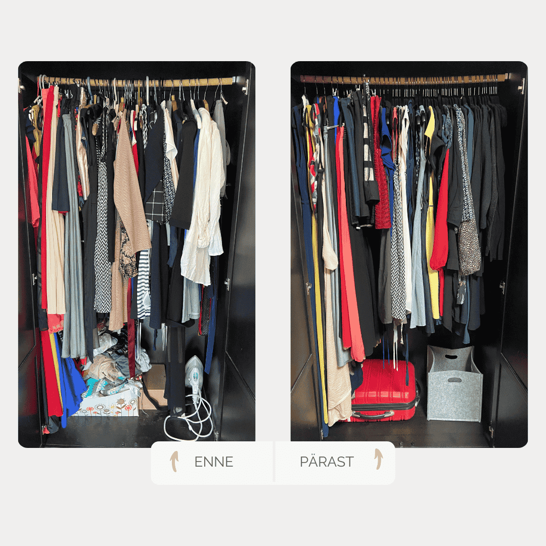 enne pärast riidekapi korrastamine