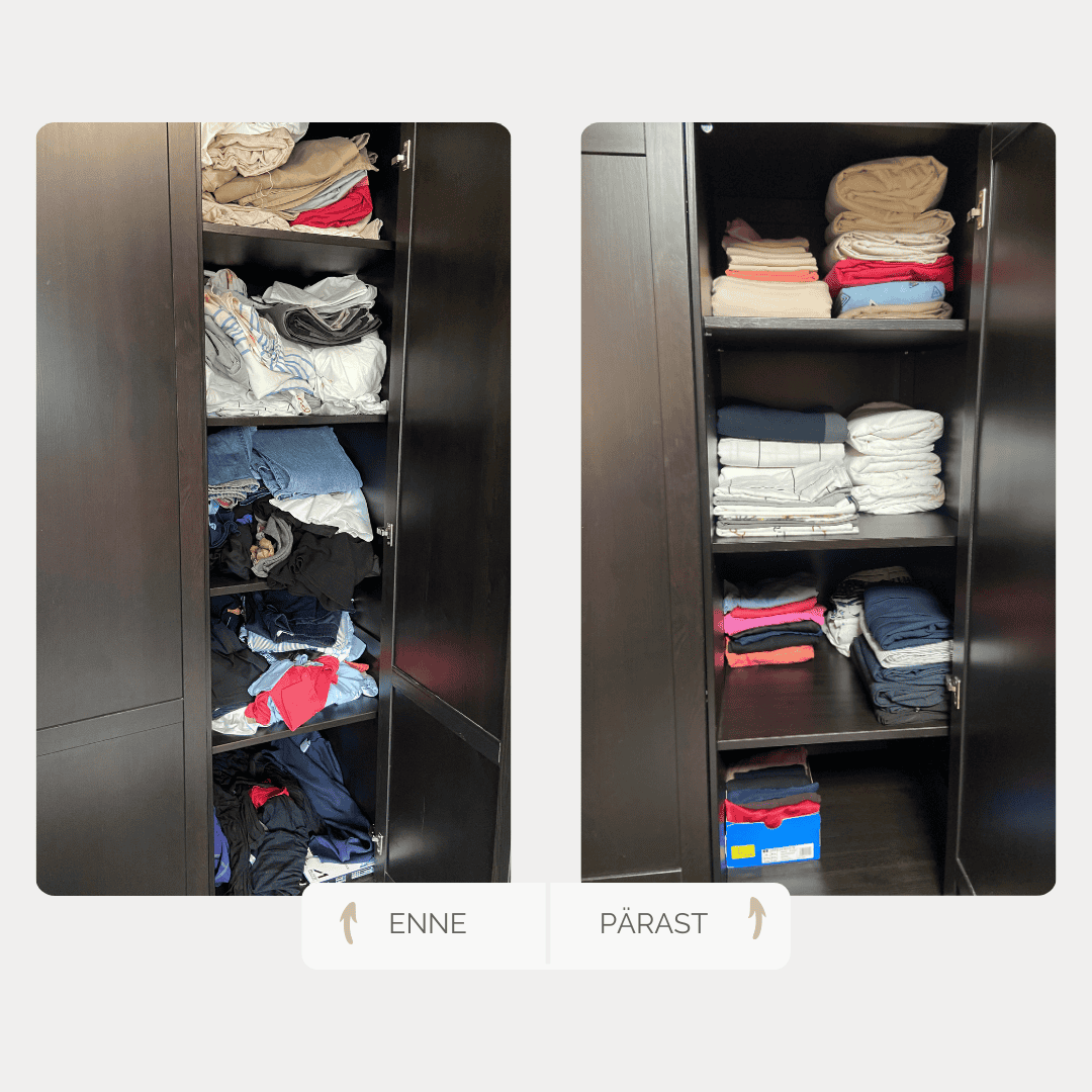 enne pärast riidekapi korrastamine