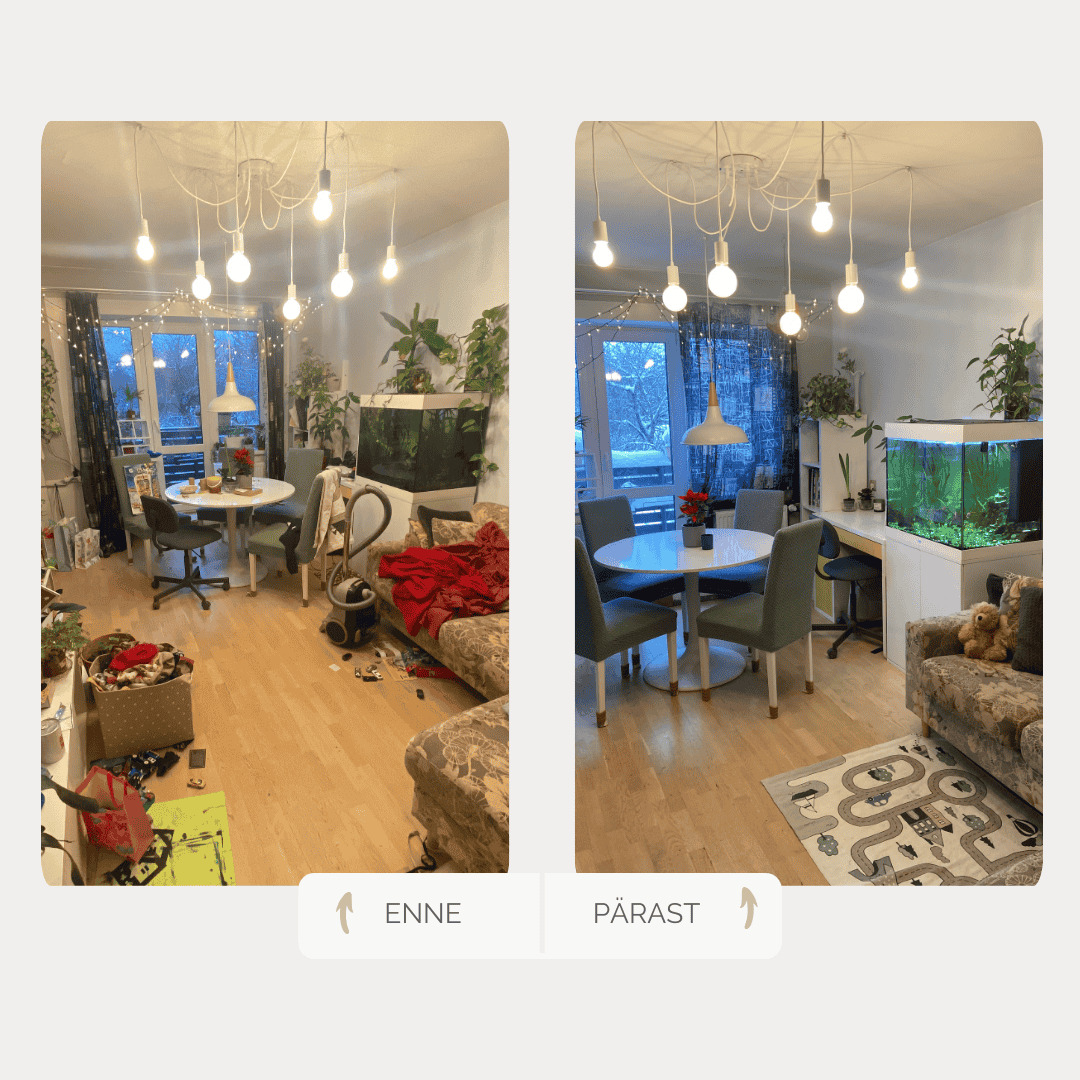 kodu coach enne pärast elutuba